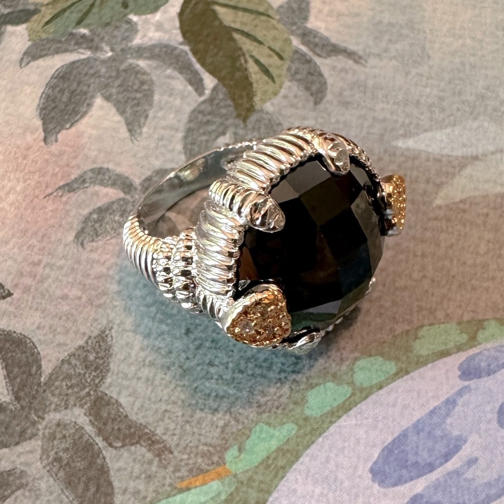 Jet Black Two Toned Heart Detail Ring Sz 7 Park Lane Jewelry Bellissimo Retired - Picture 7 of 9